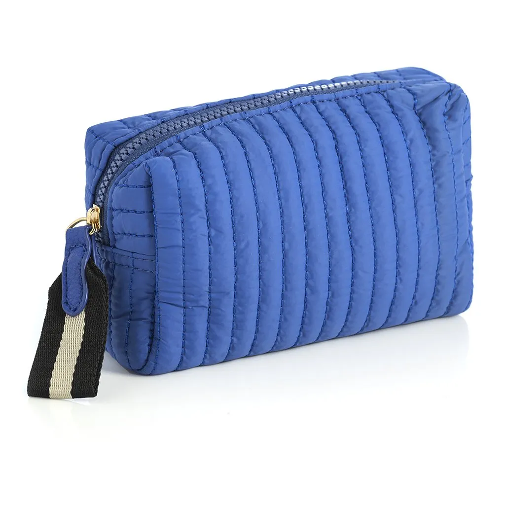 Shiraleah Ezra Quilted Nylon Small Boxy Cosmetic Pouch, Ultramarine