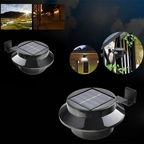 Solar Powered Outdoor Garden Light Fence Corridor Wall Roof Yard 3 LED Lamp