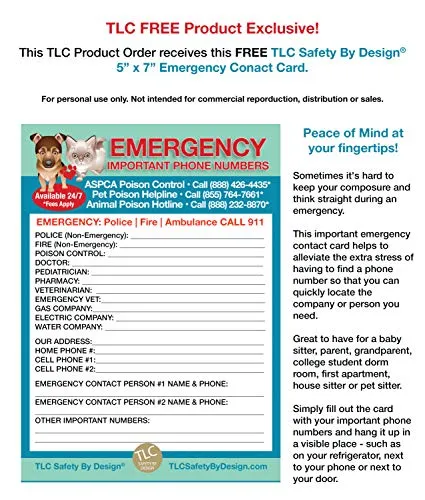 TLC Safety By Design FIRE Rescue Safety Alert Emergency Children Adults Pet Dog Cat 4.25" x 5.5" Magnet for Steel Magnetic Exterior Apartment Doors (Qty. 1)