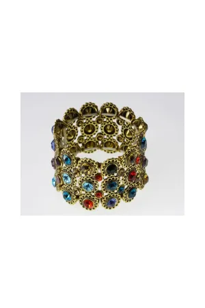 Vintage Retro Gem Stone Brass Bracelet